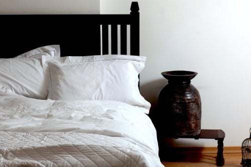 Vintage Cutwork Pattern, White on White Hand Embroidered Duvet Cover King Size 102x98" - kinchecom