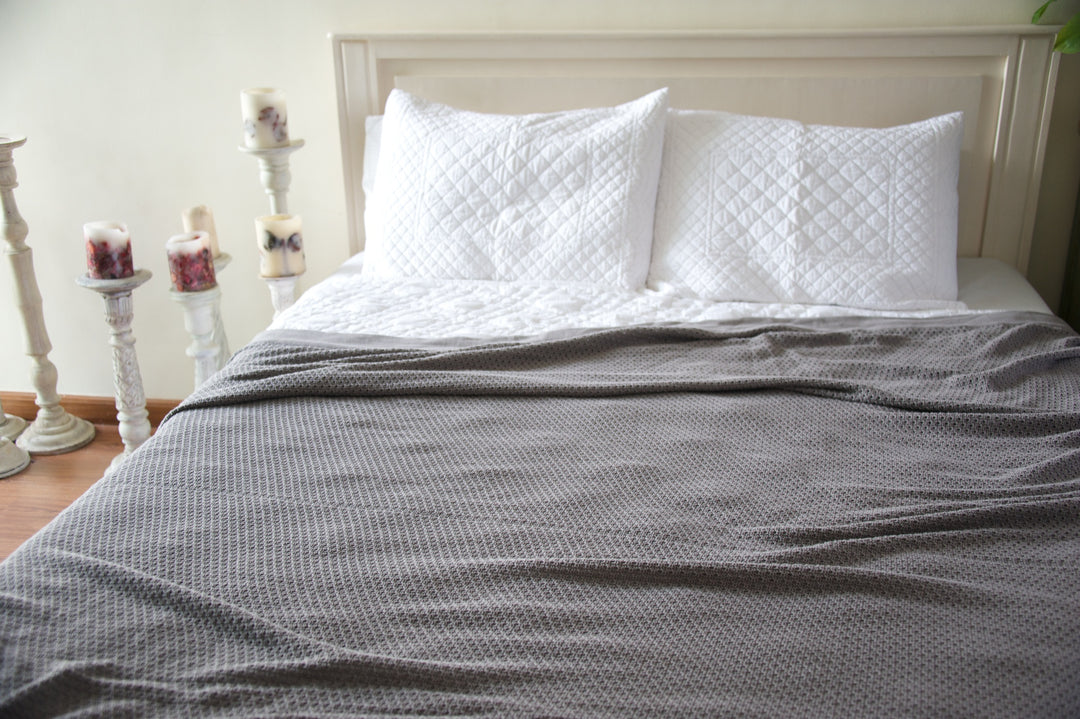 Apheleia, Pure Cotton Charcoal Blanket  102X92 Inches - kinchecom