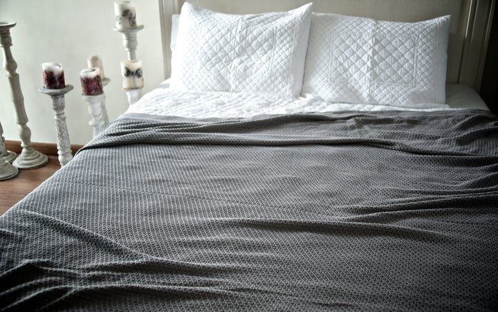 Apheleia, Pure Cotton Charcoal Blanket  102X92 Inches - kinchecom