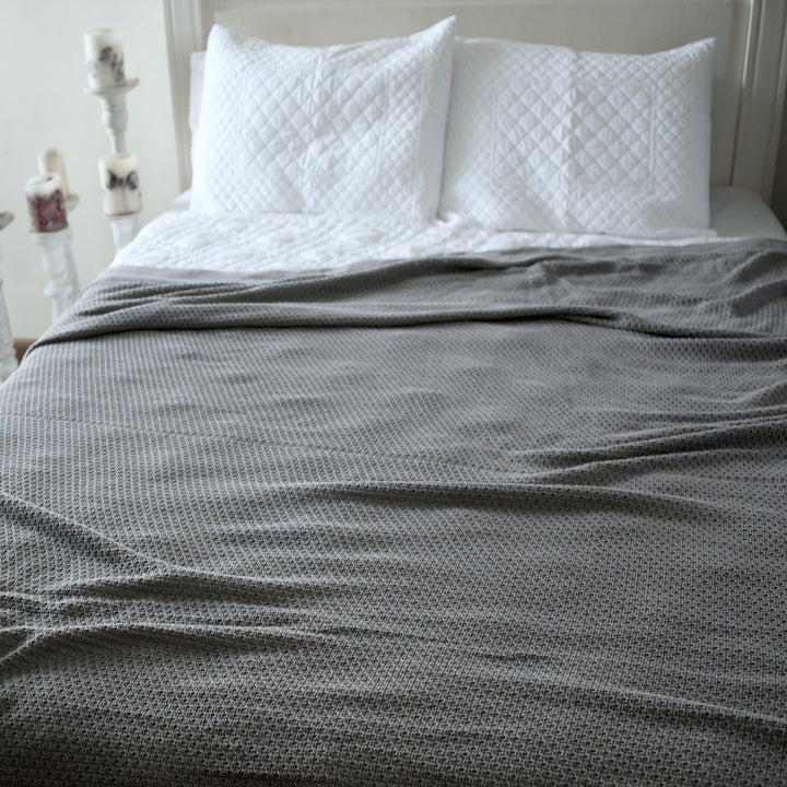 Apheleia, Pure Cotton Charcoal Blanket  102X92 Inches - kinchecom