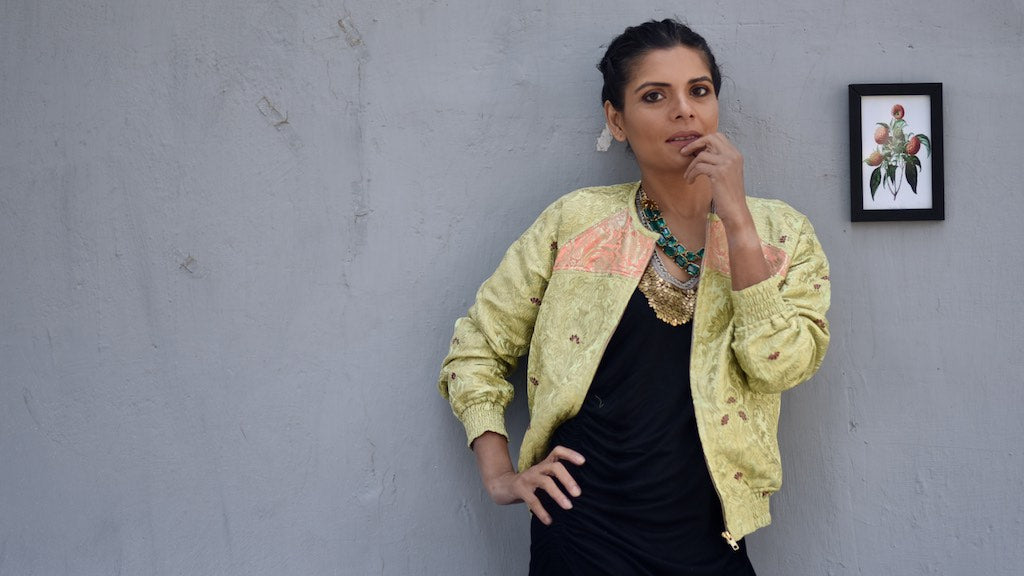 Dagmola Kusho Sakya, Small Hand Crafted Pure Brocade Bomber Jacket - kinchecom