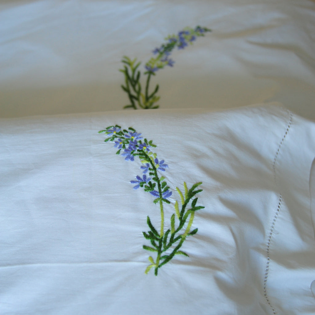 Hand Embroidered Lavender Flower Duvet Cover Queen Size 98x92" - kinchecom